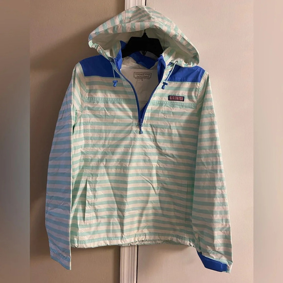 Vineyard Vines Striped Windbreaker 1/4 Zip Hooded‎ Small - Picture 1 of 10